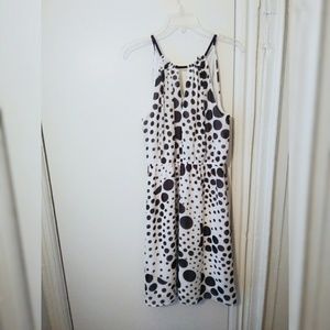 Black and white polka dots sleeveless dress